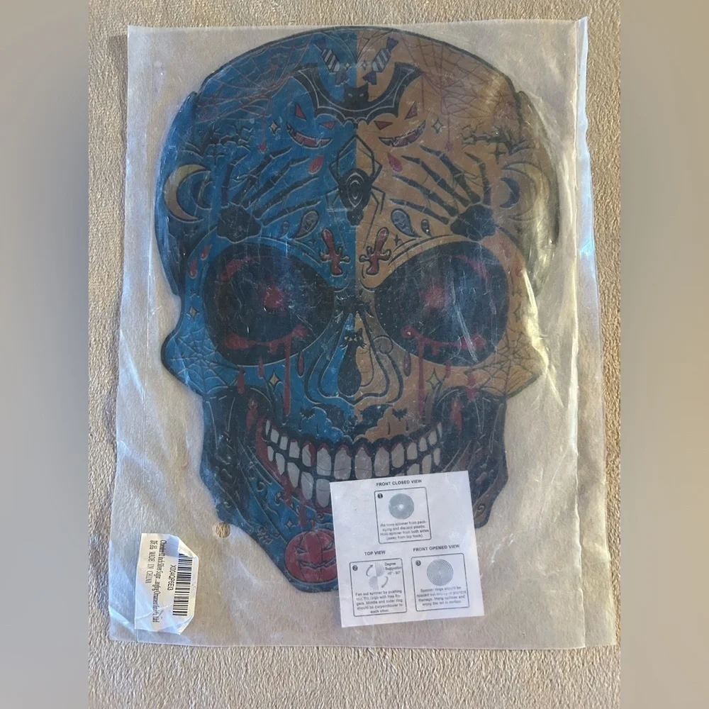 Skull Wind Spinner 3D Metal Garden Spinner Decoration Outdoors New